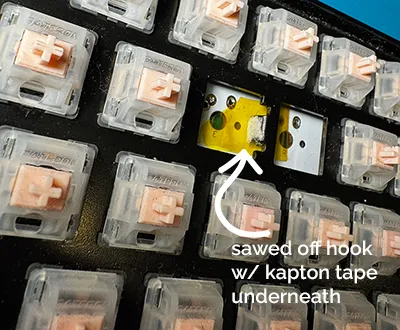 example of hooks with kapton tape